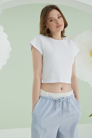 Nbb Kadın Mavi Crop Pijama Takım Mavi