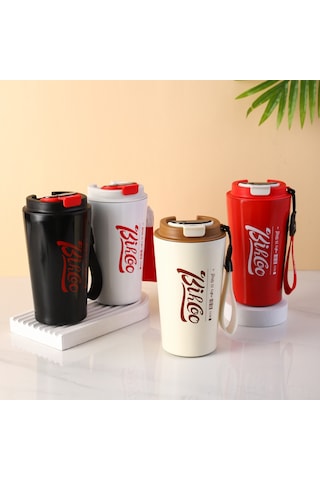 Mufunye Sıcaklık Ölçerli Akıllı Çelik Termos Bardak - Ev Ofis Araç Kullanıma Uygun 510ml Siyah Siyah