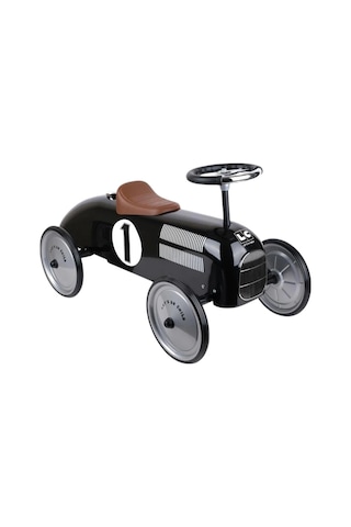 Metal Gövdeli Siyah Vintage Klasik Araba Çocuk Sürüş Oyuncağı Pedalsız Minik Araba Çok Renkli