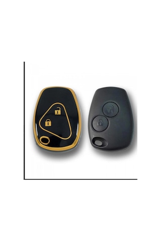 Gma Keys Lüx Renault Clio 3 Dacia Duster 2 Buton Nano Anahtar Kılıfı Siyah Gold Altın Renk