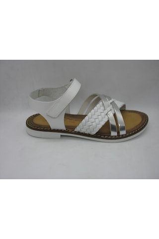 Piarmoni 494 Beyaz Deri,anatomik Taban Sandalet 31-36 Beyaz