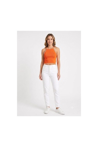 Onno Style Women Kolsuz Askılı Halter Yaka Triko Kadın Bluz Turuncu