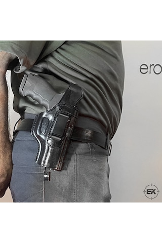 Erolav Sar-9 Ve Tp-9 Uyumlu İç-dış Taşıma Siyah Deri Silah Kılıfı Sarı - Siyah