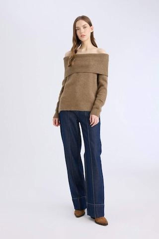 DeFacto Regular Fit Açık Omuz Triko Kazak E4549AX24WNBN466 Kahve