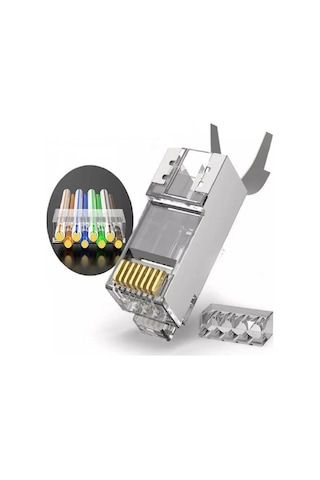 SpeedUF Cat7 Metal Konnektör Rj45 CAT7 Jack + Kablo Ayraç 10 Adet