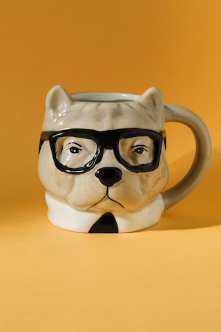 Karaca Anımal Buldog Mug Açık Kahverengi - Beyaz