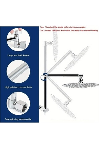 Fastbuy Challenger Krom Kaplama Duş Kolu Ve Yağmur Başlığı Seti - 40.64x20.32 Cm