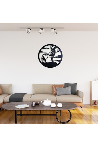 Motto Dekor Lazer Kesim Metal Kurt Görselli Duvar Dekoru 49x49 Cm Siyah