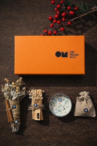 Yeni Yıl Nazar&korunma Ritüeli Seti-palo Santo-üzerlik-adaçayı Tütsüsü & Amazonit %100 Soya Wax Mum Beyaz