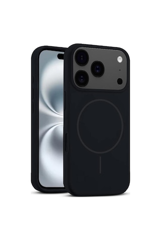 Apple İphone 17 Pro Max Uyumlu Kılıf Liquid Soft Silikon Kılıf Kablosuz Şarj Destekli Siyah