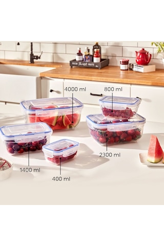 Dünya Dp-30113-102 Dikdörtgen Saklama Kabı 1400 Ml - Contalı Sızdırmaz Şeffaf Beyaz- 12'li Paket