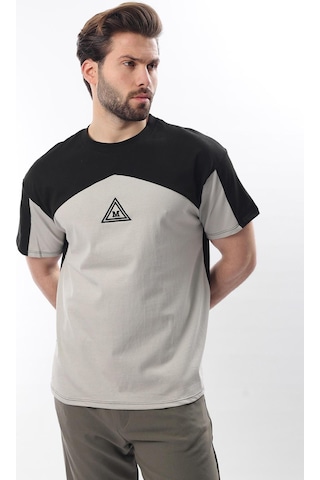 Madmext Siyah Overfit Garnili Erkek T-shirt E7104 Siyah