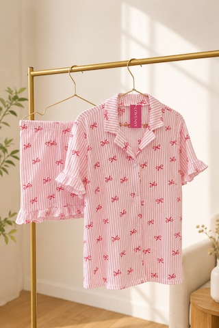 Lovensy Pempe Fiyonk Şortlu Pijama Takımı Pembe