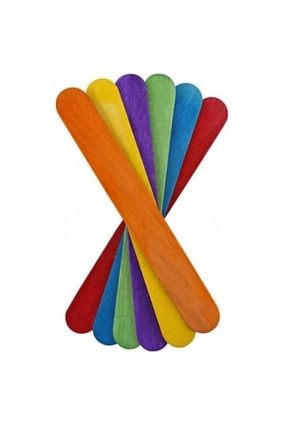 Puti Ahşap Renkli Geniş Dondurma - Dil Çubuğu Abeslang 50 Li