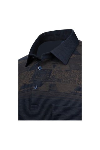 Çizgi Triko Erkek Uzun Kollu Desenli Gömlek Yaka Kol Manşetli Cepli Sweat 5026 Laci-kahve Laci-kahve Lacivert - Kahverengi