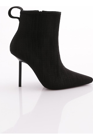 Dgn 8017 Kadin Arkasi Lastikli Topuklu Bot 8017-2446-R14001 Siyah