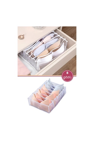 Sütyen Düzenleyici 8 Bölmeli, İç Çamaşırı Sütyen Çorap Katlanabilir Dolap Ve Çekmece İçi Organizer Şeffaf