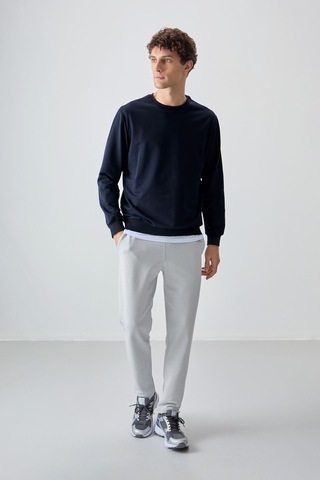 Tommy Life Lacivert Pamuk Yumuşak Dokulu Standart Fit Basic Erkek Sweatshirt - 88363 Lacivert