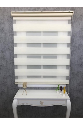 Kidmex Krem Geniş Plise Zebra Stor Güneşlik Perde