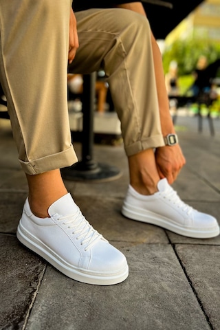 Roof Atelier Erkek Beyaz Bağcıklı Spor Ayakkabı - 979 - Santoni Crt Spor Beyaz