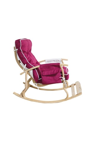 Padişah Lüx Ahşap Çift Minderli Çift Cepli Sallanan Sandalye Bordo - Krem