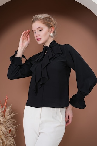 Fırfırlı Zarafet Bluz Siyah