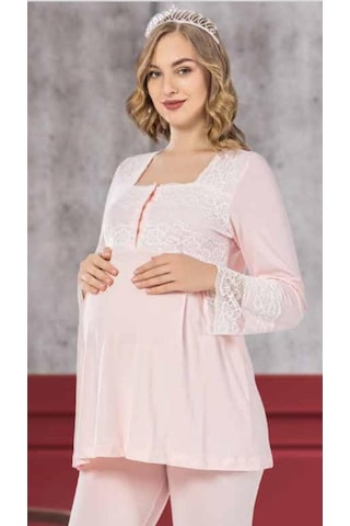 Limissi 2104 Hamile Lohusa Pijama Dantelli Takımı
