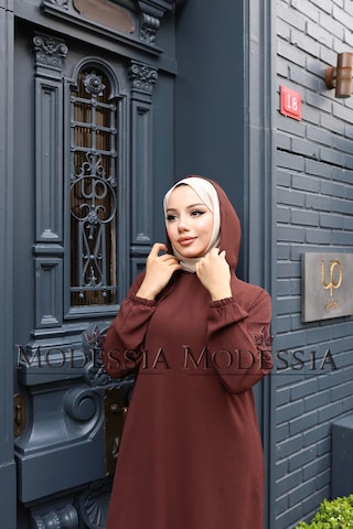 Kadın Kahve Aerobin Uzun Kapşonlu İkili Takım T0218 Kahve Kahverengi