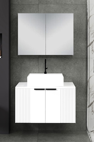 %100 Mdf 80 Cm Chester Banyo Dolabı Beyaz