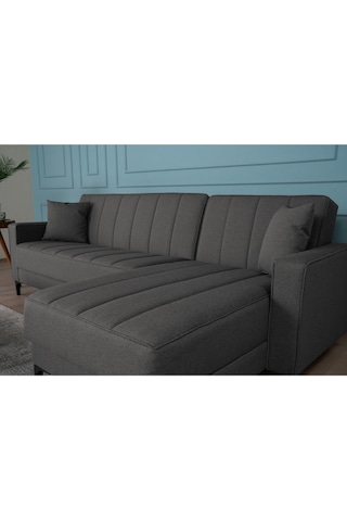 Kilim Mobilya Vela Köşe Uzanmalı Yataklı Köşe Takımı Antrasit