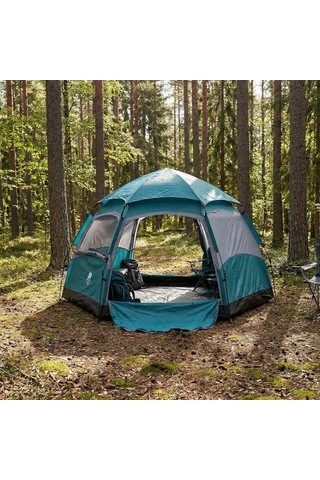 Buffer 4 Kişilik Otomatik Kamp Çadırı Altıgen Tasarım, Çift Kapılı, Suya Dayanıklı, Hızlı Kurulumlu Geniş Aile Outdoor Çadırı 240x240x160 Cm Sarı
