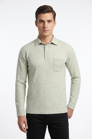Çizgi Triko Erkek Gömlek Yaka Cepli Klasik Kalıp Sweatshirt 5304 Bgl-st05540 Yeşil