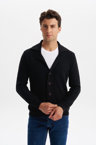 AR-MA Arma Erkek Slim Fit Örme Likralı Pike Şal Yaka Düğmeli Triko Hırka %50 Pamuk %50 Akrilik K0hto0859 Siyah