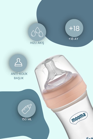 Mooma Neutra Antikolik Tritan Biberon 250 Ml 18 Ay Hızlı Akış - Old Rose