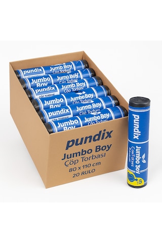 Pundix Pundıx J350 Endüstriyel Çöp Poşeti 80x110 Cm Siyah Seri Opp Ambalajlı 1 Koli 20 Rulo / 200 Adet Dayanıklı, Sızdırmaz Ve Geniş Hacimli Çöp Torbası