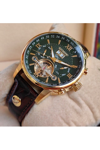 Raymond Star Serisi Yeşil Kadran Otomatik Erkek Kol Saati Altın