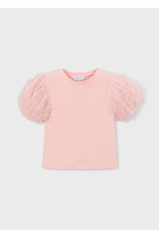 Mayoral Kız Çocuk Balon Kol Tshirt Pembe Pembe