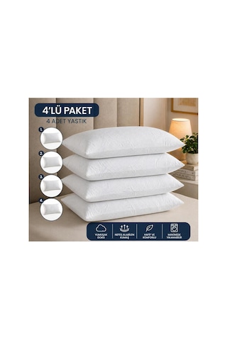 Sıvı Geçirmez Yastık Alezi 4'lü Paket Fermuarlı Yastık Koruyucu 50x70 Beyaz