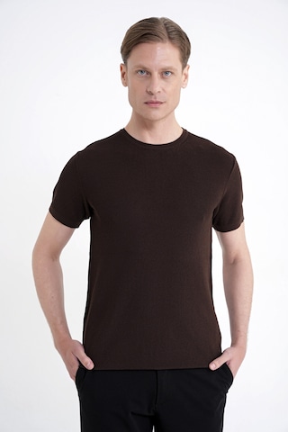 Efor Comfort Fit Rayon Karışımlı Kahverengi Bisiklet Yaka Tişört Ts 925