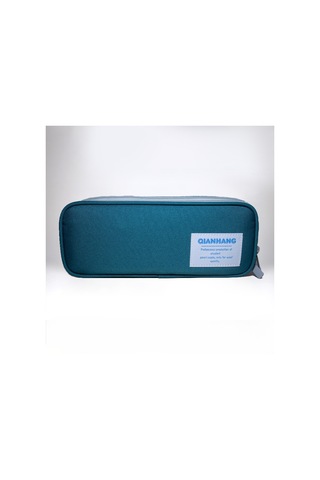 Basit Büyük Kapasiteli Çift Katmanlı Fermuarlı Öğrenci Kalem Kutusu Yeşil