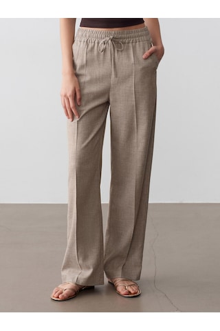 Dilvin 72730 Keten Karışımlı Bağcıklı Pantolon-bej
