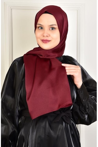 Burden Ipek Janjan Saten Şal Bordo Bordo