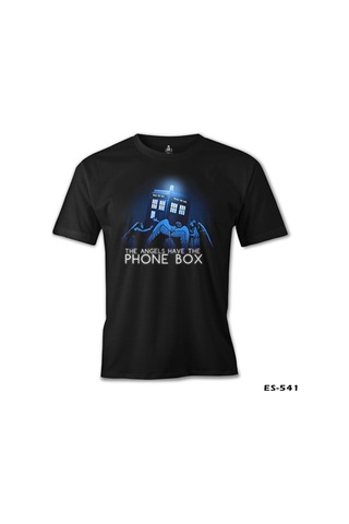 Doctor Who - Angels Have The Phone Box Siyah Erkek Tshirt