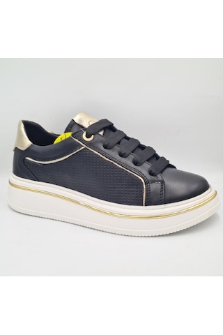 Mammamia D26ya-3890 Siyah Altın Hakiki Deri Kadın Günlük Casual Sneaker Atakkabı Siyah