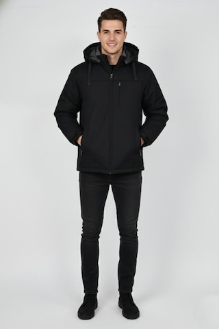 Erkek Büyük Beden Kapüşonlu Mevsimlik Spor Mont 99538 Bbgl-st04877 Siyah