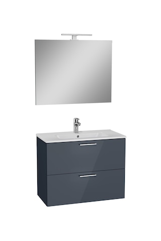 VitrA Mia 75100 Banyo Dolabı Seti Çekmeceli 80 Cm Antrasit Çok Renkli