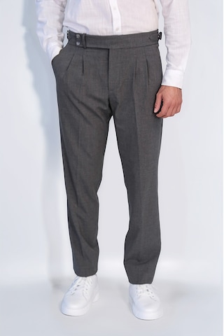 Antrasit Çift Pileli Tokalı Yüksek Bel Slim Fit Pantolon Wessi Füme