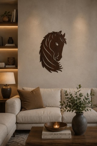 Ahşap At Temalı Duvar Sanatı Tablo 40x60