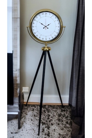 Gold 24 Saat Göstergeli Özel Tasarım Tripod Ayaklı Saat Çok Renkli