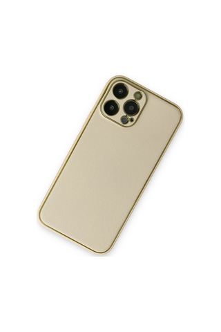 Cosmotex Newface Apple iPhone Uyumlu 13 Pro Kılıf Coco Deri Silikon Kapak - Gold
